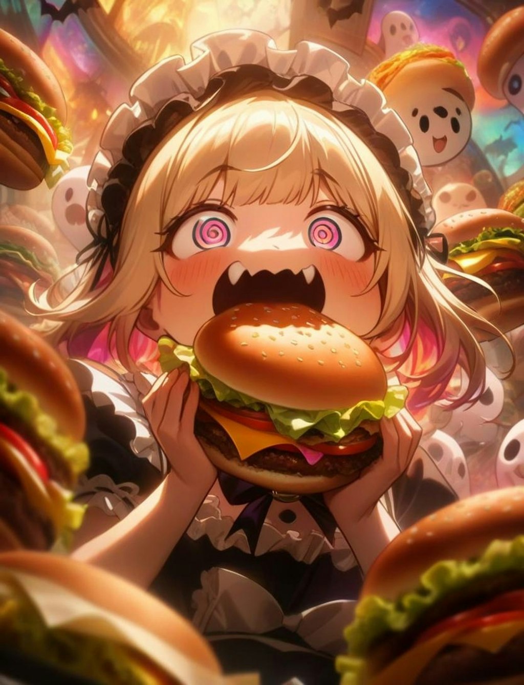 👻おバーガー三昧だよ！🍔メイドちゃん！👻