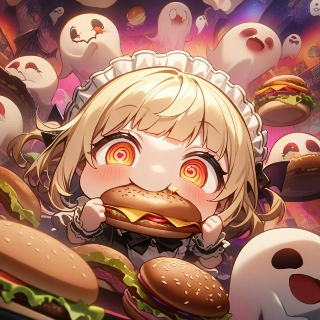 👻おバーガー三昧だよ！🍔メイドちゃん！👻