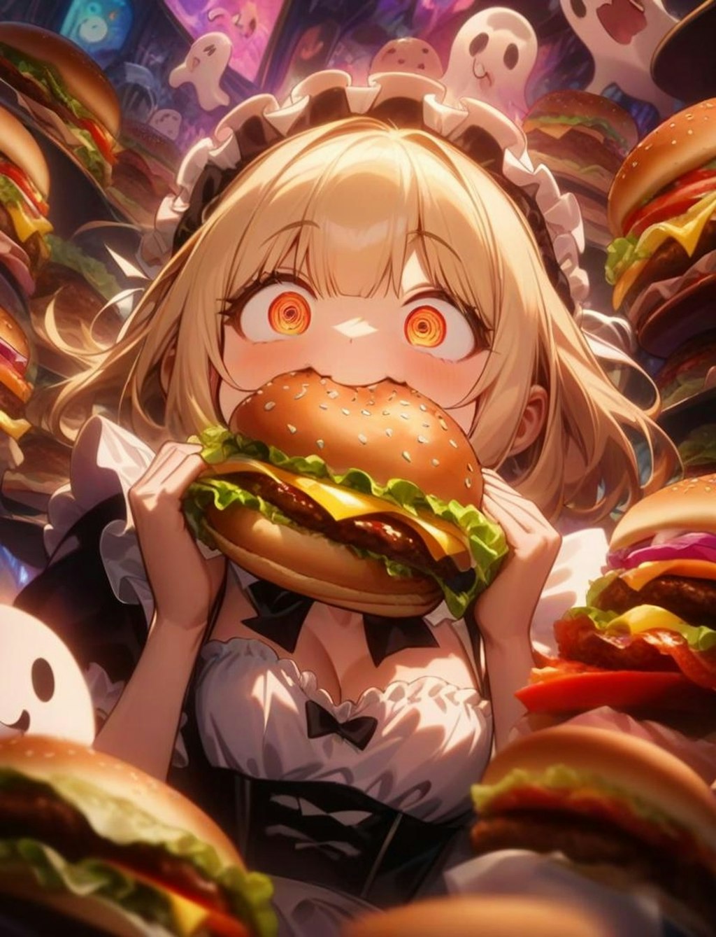 👻おバーガー三昧だよ！🍔メイドちゃん！👻