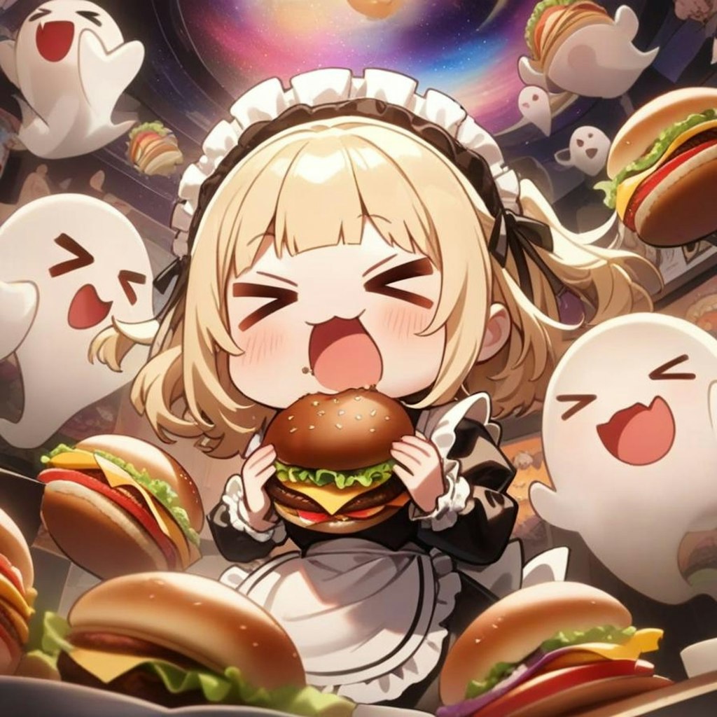 👻おバーガー三昧だよ！🍔メイドちゃん！👻