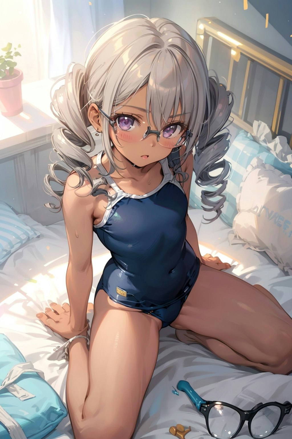 スク水の眼鏡っ娘