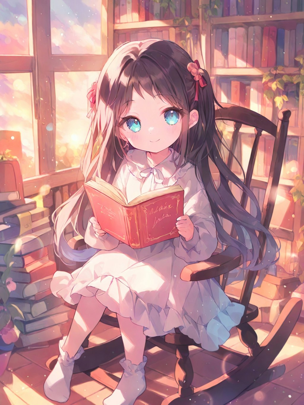 日だまりの読書少女