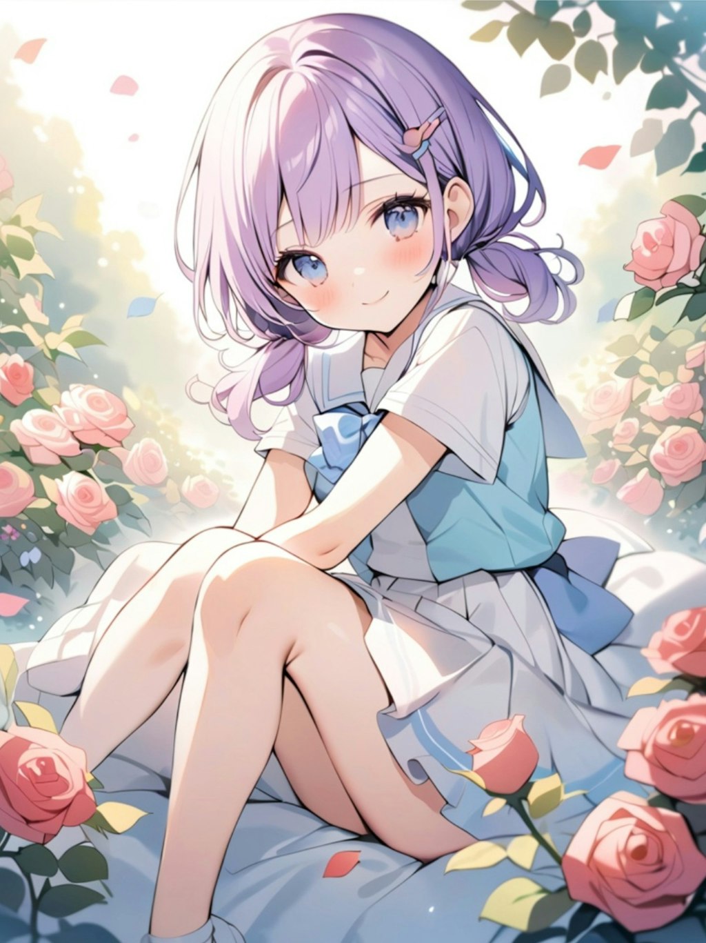 薔薇と紫髪ちゃん