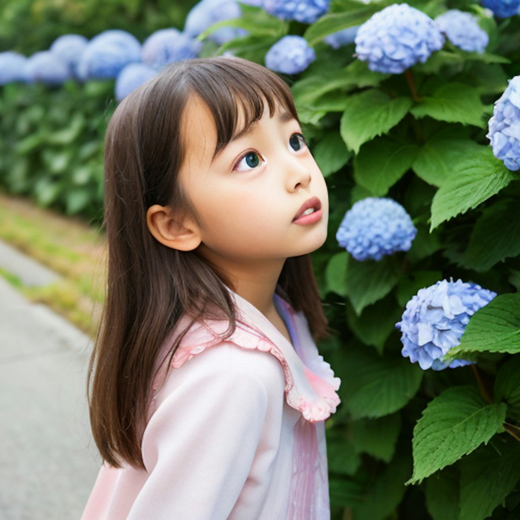 紫陽花と妹