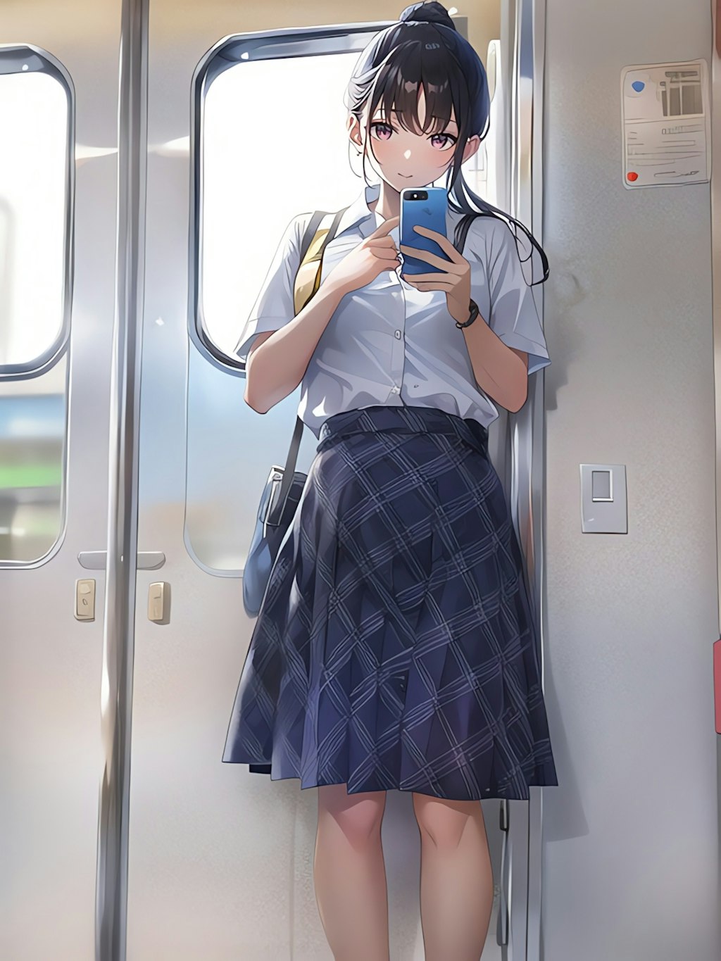 電車で帰る女子高生！