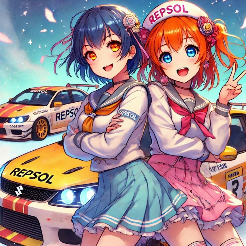 ラブライブキャラとレプソルカラースズキイグニスのドリ車