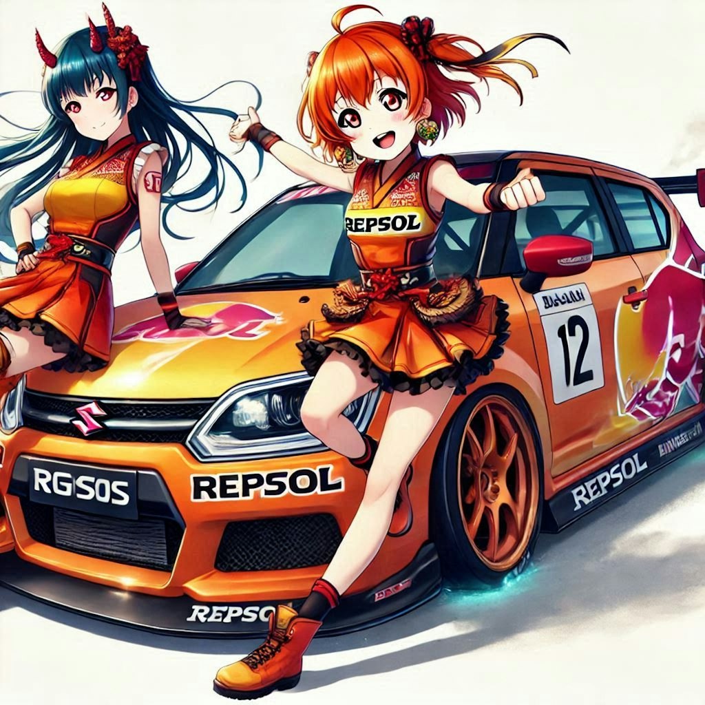 ラブライブキャラとレプソルカラースズキイグニスのドリ車