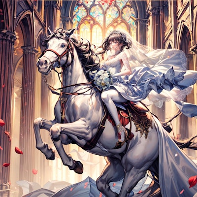 白馬に乗った王子様ではなく花嫁が疾走と駆け巡る