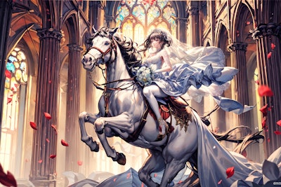 白馬に乗った王子様ではなく花嫁が疾走と駆け巡る
