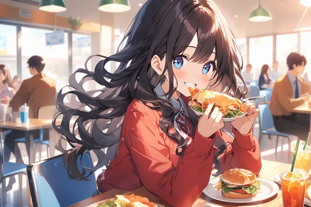 昼食中の女の子