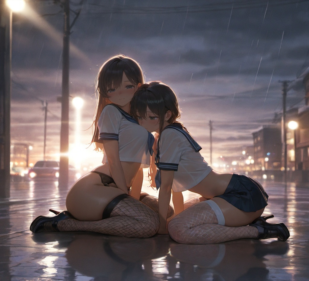 雨の街