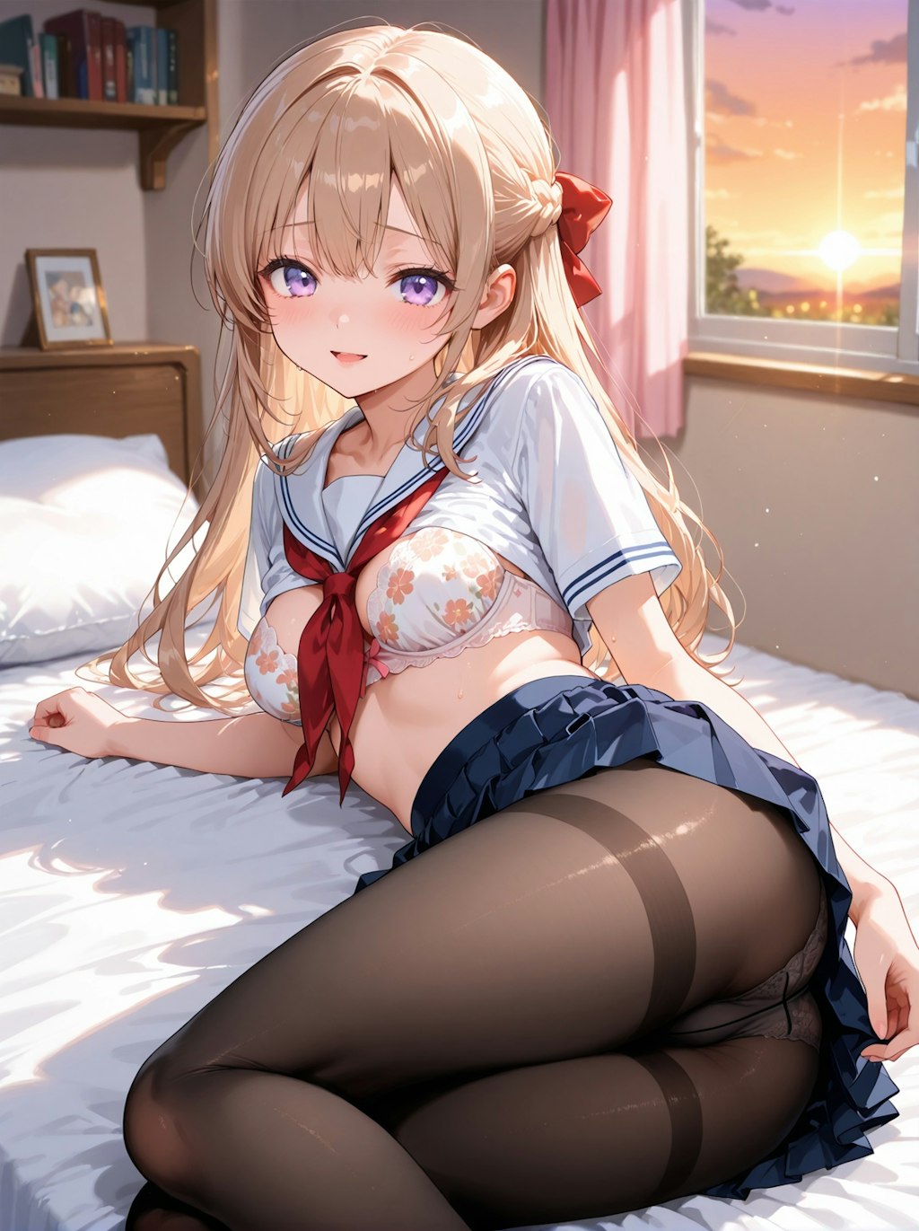 夕日と下着