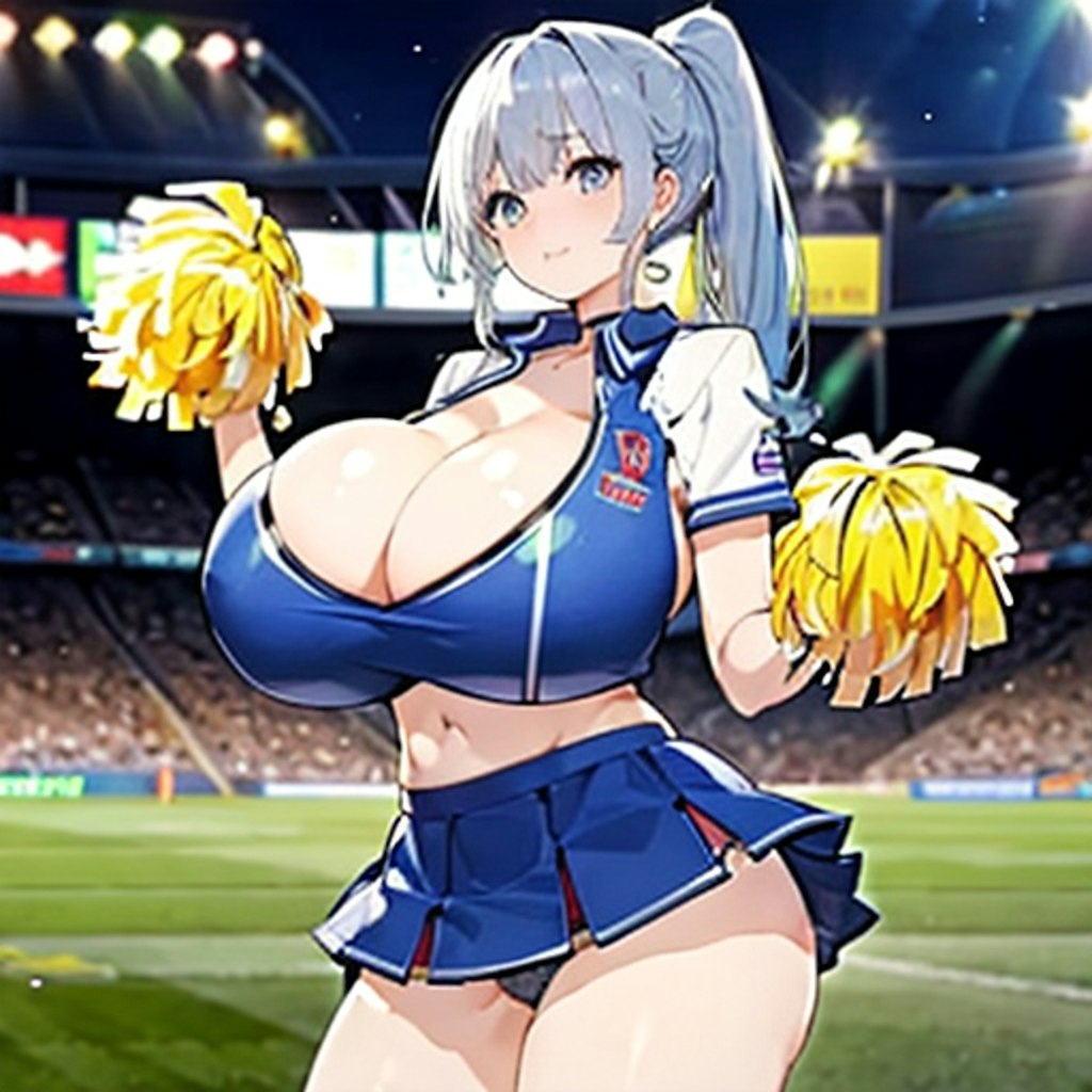 青髪爆乳チアガール