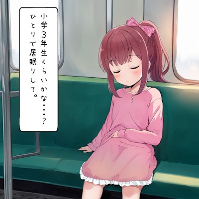 電車で居眠りしているJSにいたずら