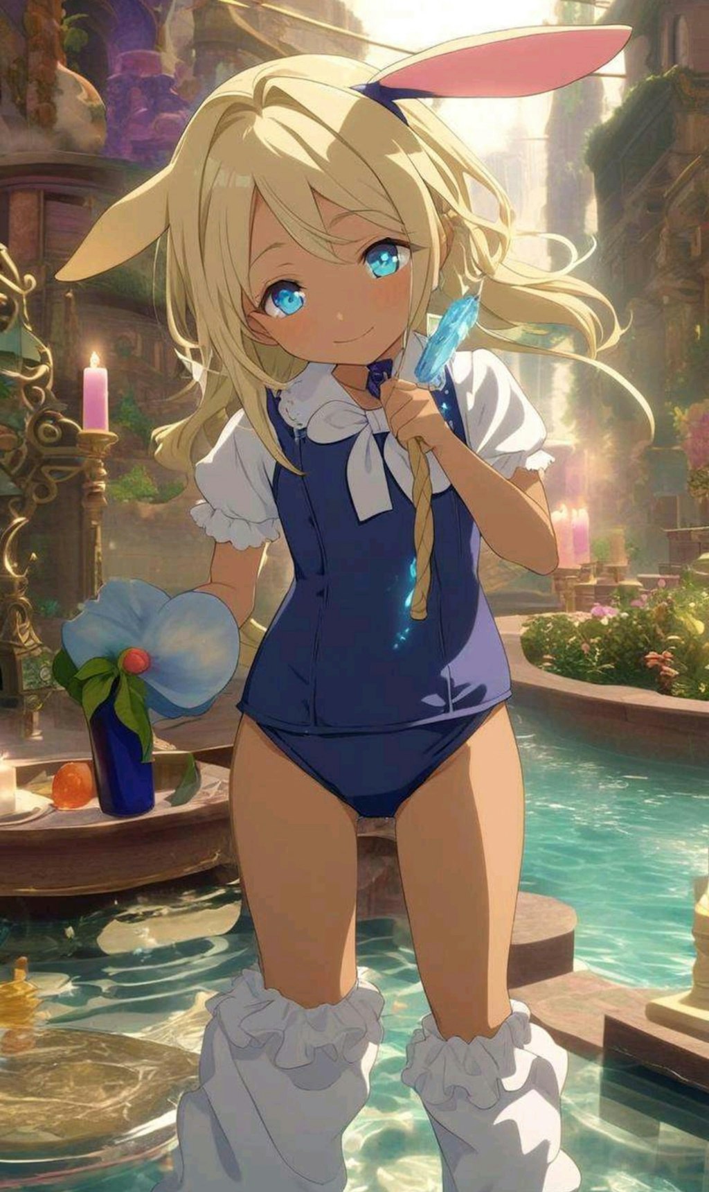 メイドスク水のアイス好き褐色少女