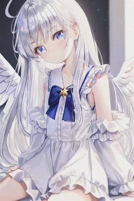 青い目の白髪の天使