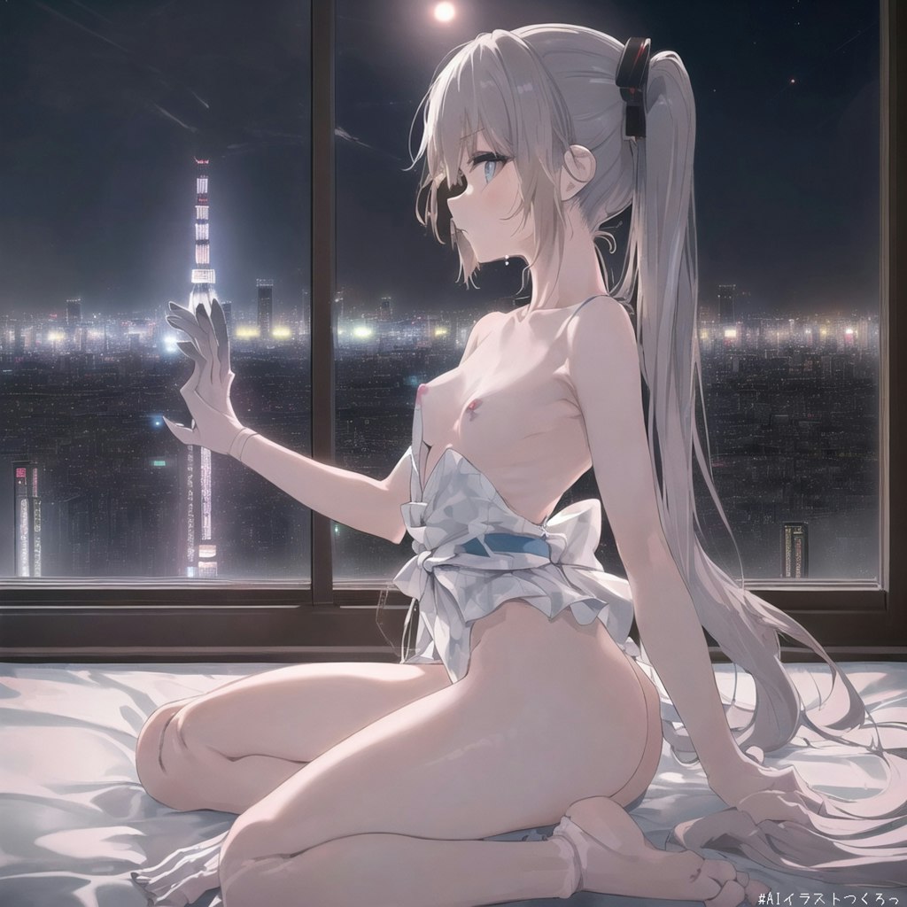 夜景を眺める美少女