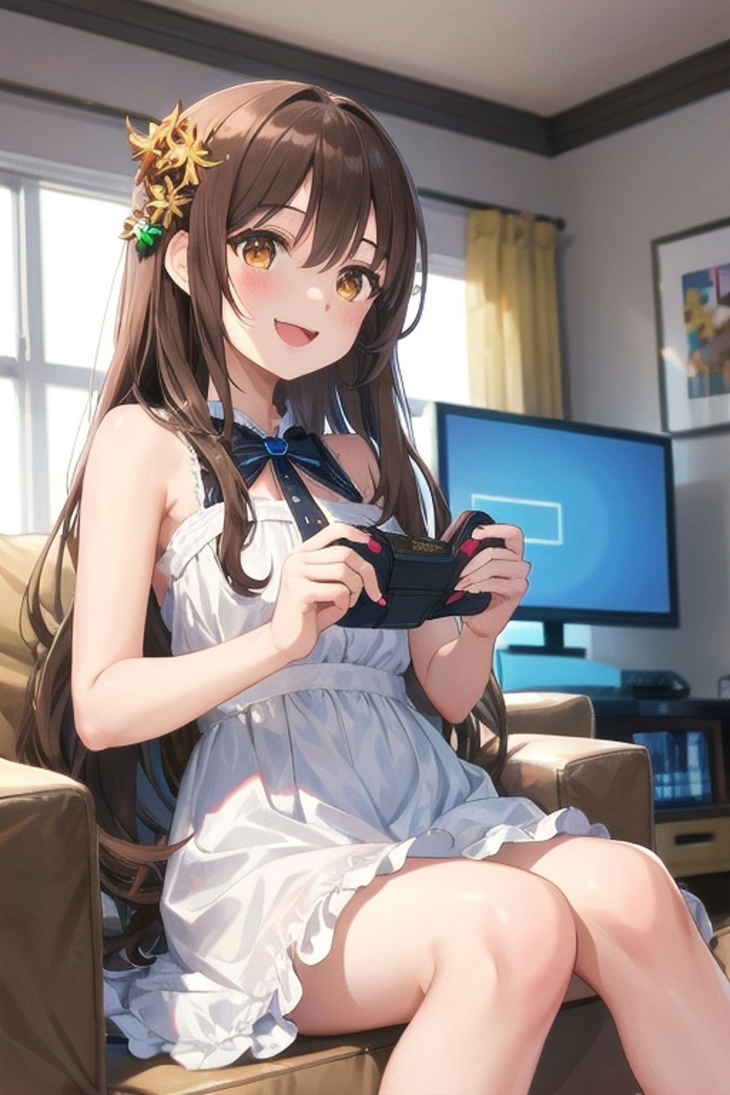 ゲームを楽しむなごにゃん🎮🌟⋆꙳