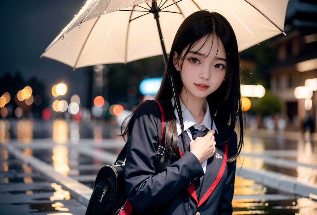 雨の中、夜歩く女子高生④