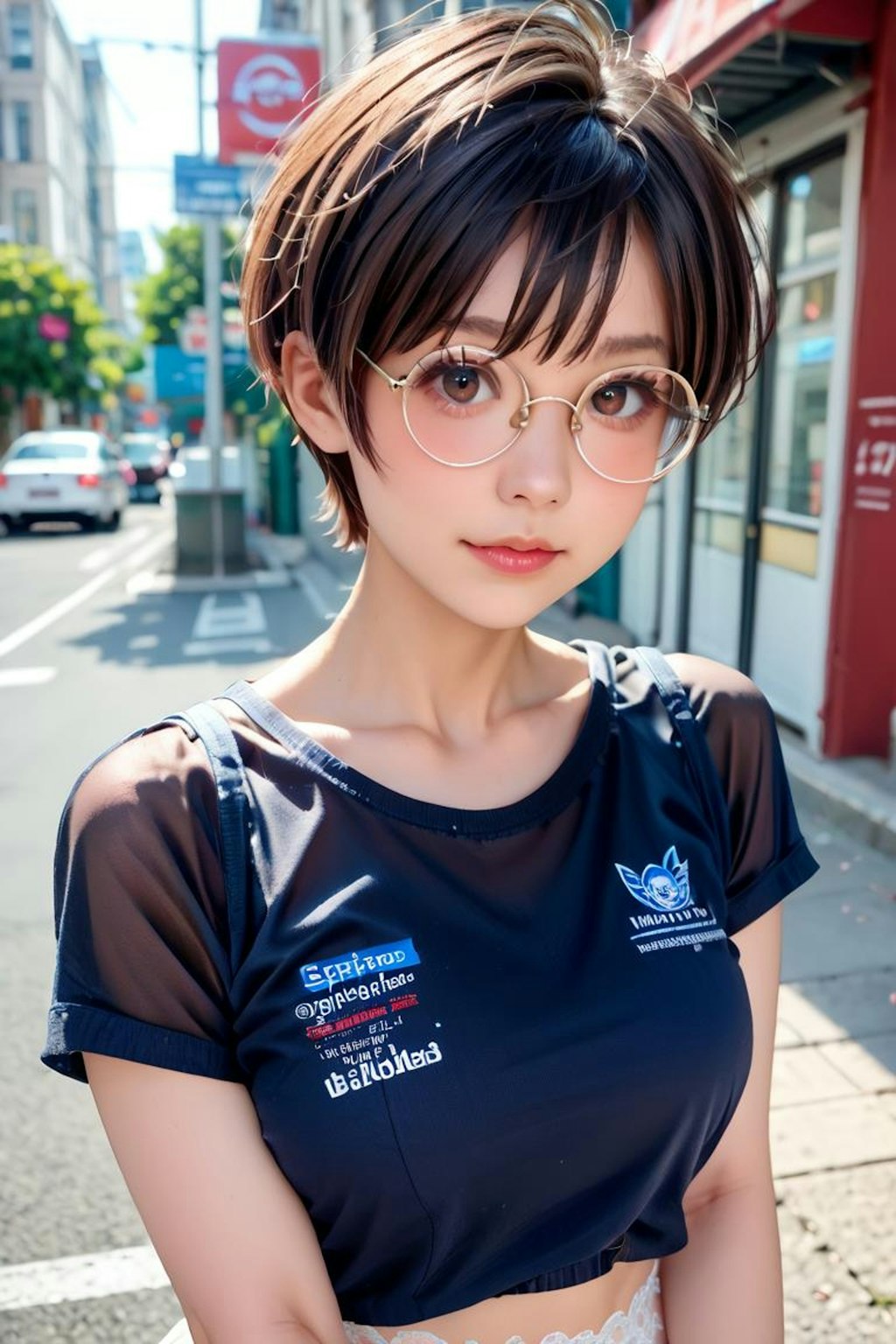 街角ショートヘア少女