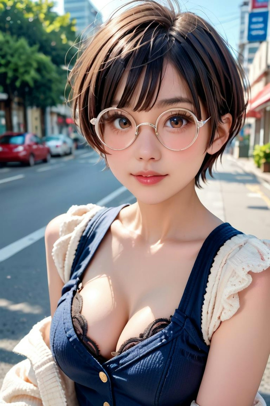 街角ショートヘア少女