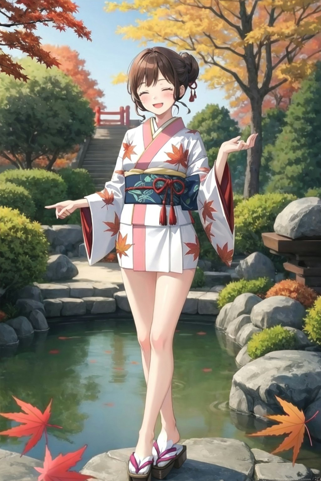 和服と紅葉