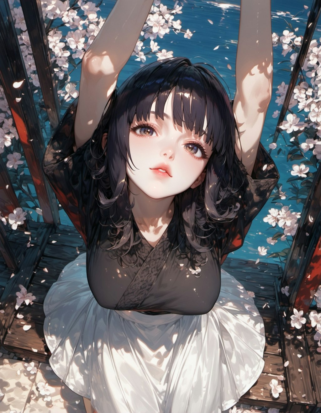 stretching upwards