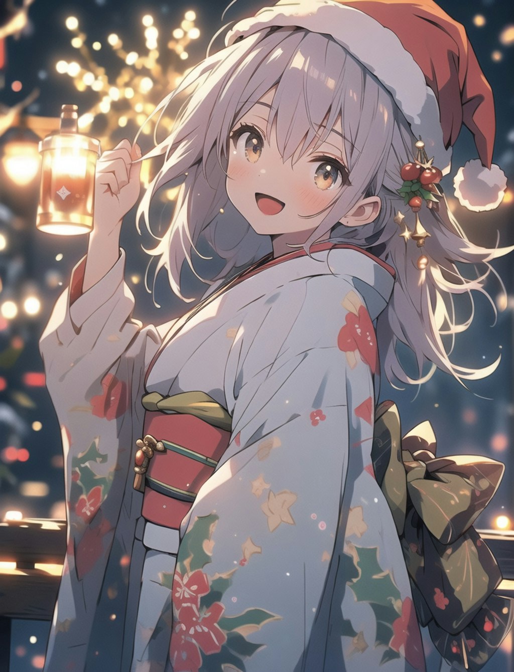 クリスマス 着物少女