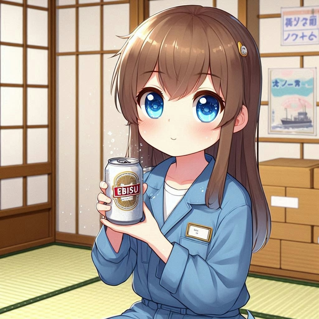 キンキンに冷えたビールを持つ小さな女の子