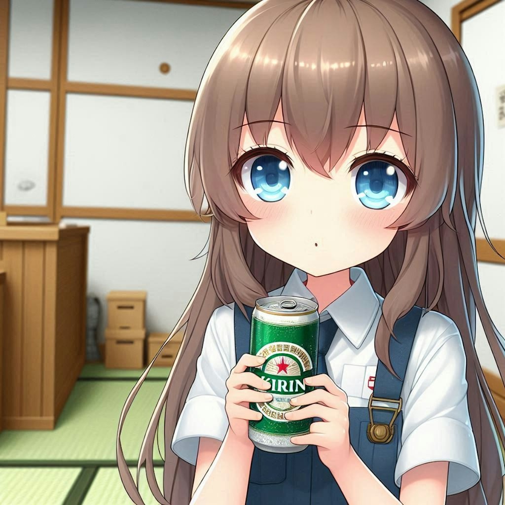 キンキンに冷えたビールを持つ小さな女の子