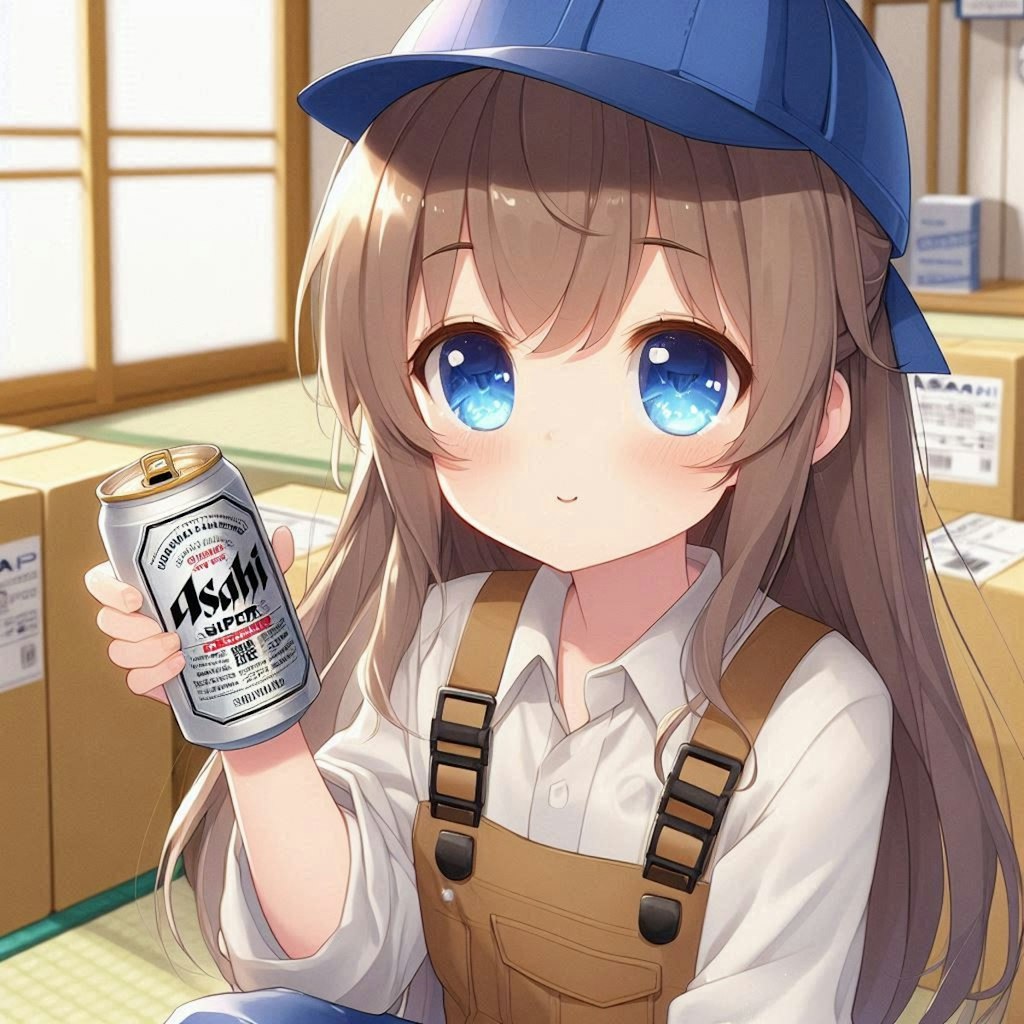 キンキンに冷えたビールを持つ小さな女の子