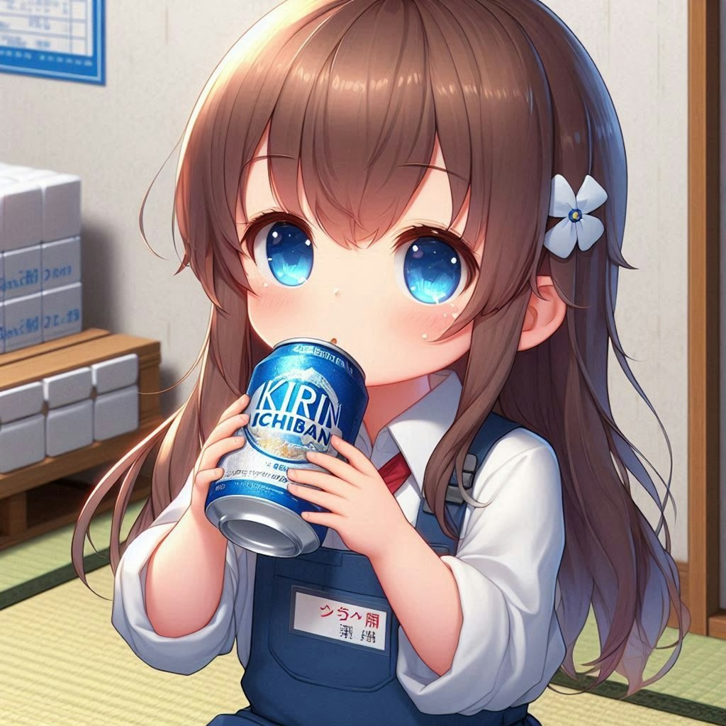 キンキンに冷えたビールを持つ小さな女の子