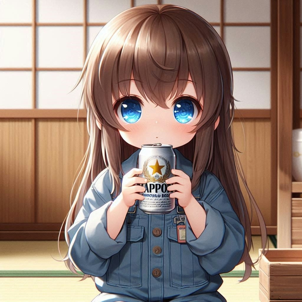 キンキンに冷えたビールを持つ小さな女の子