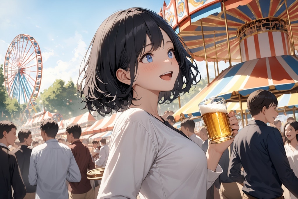 遊園地で乾杯！