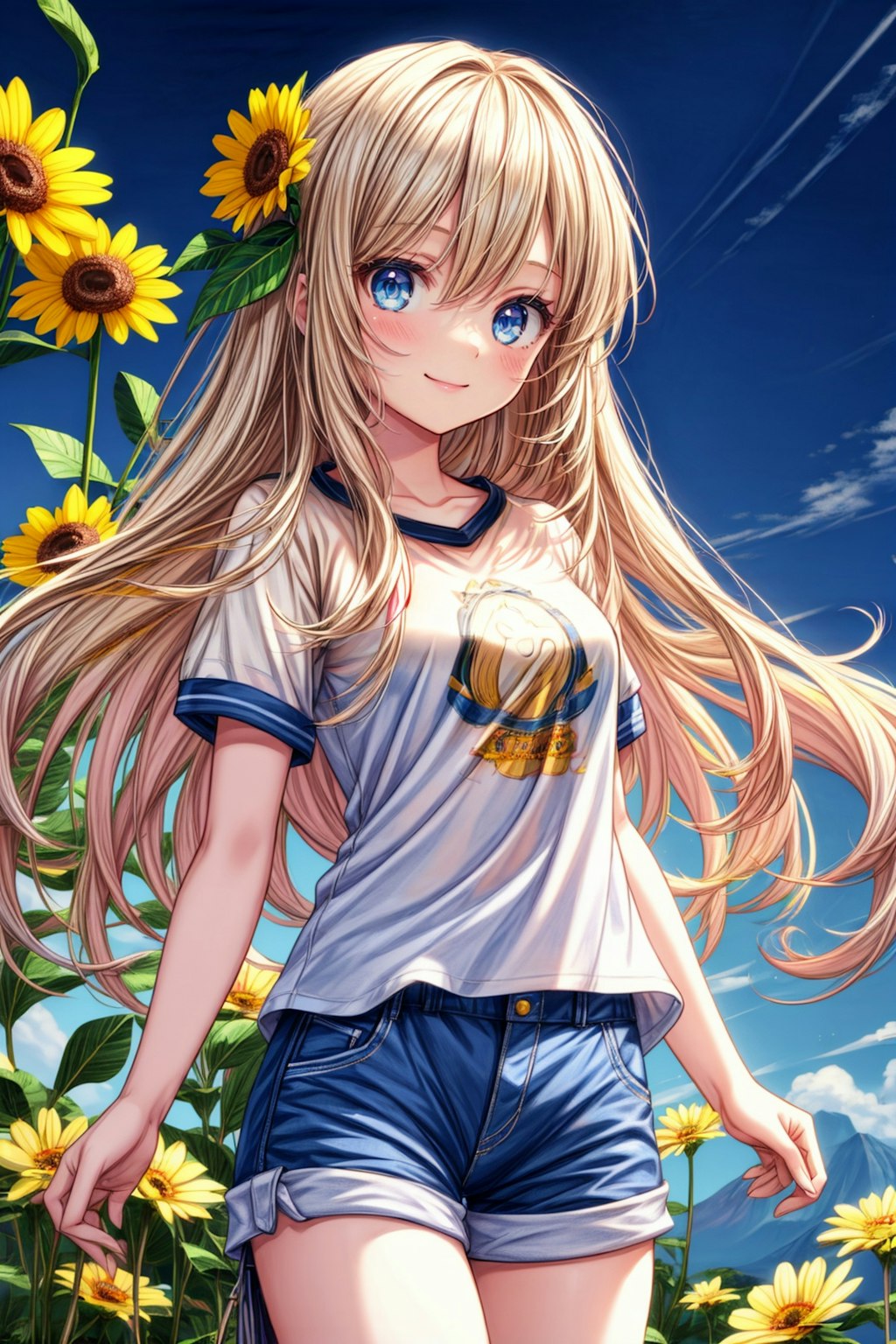 ひまわりと女の子 Sunflowers and Girls