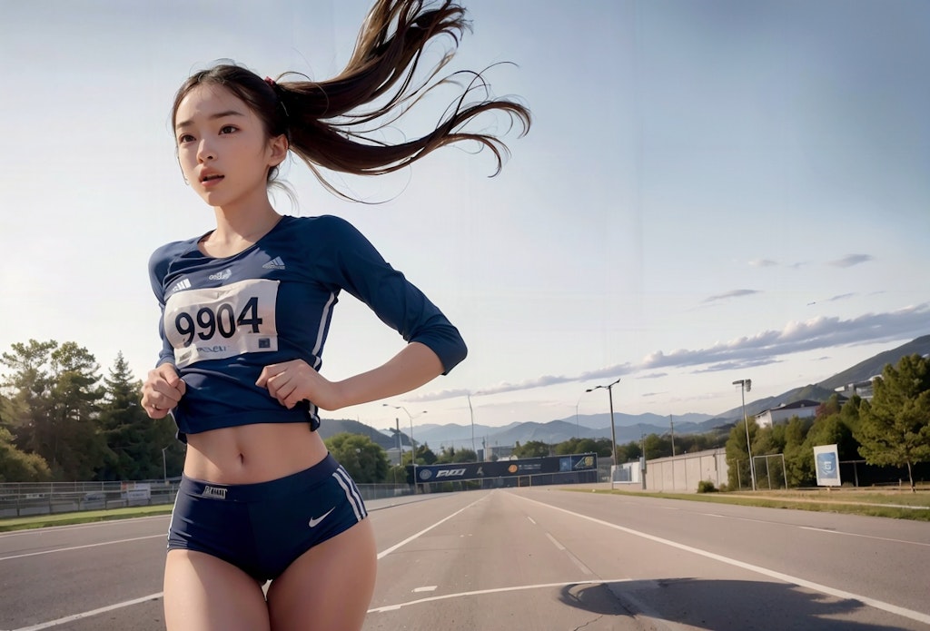 走る女子陸上選手