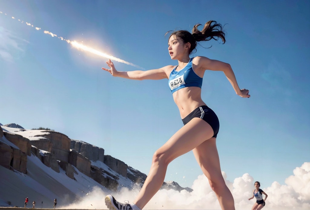 走る女子陸上選手