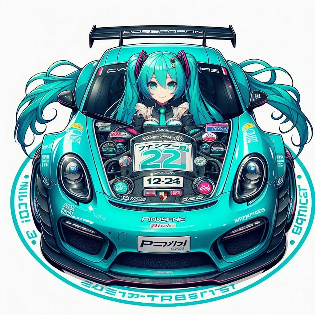 初音ミクカラーのポルシェケイマンのドリ車