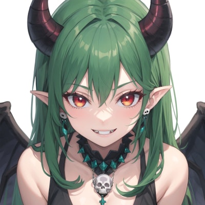 緑髪悪魔の笑顔