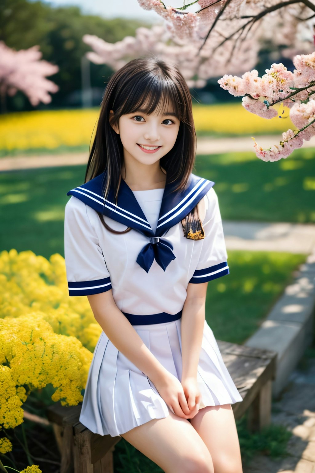 桜＋菜の花＋セーラー服=春爛漫1(11枚)