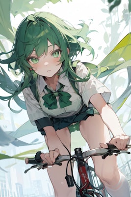 パンチラ姫(自転車)緑1