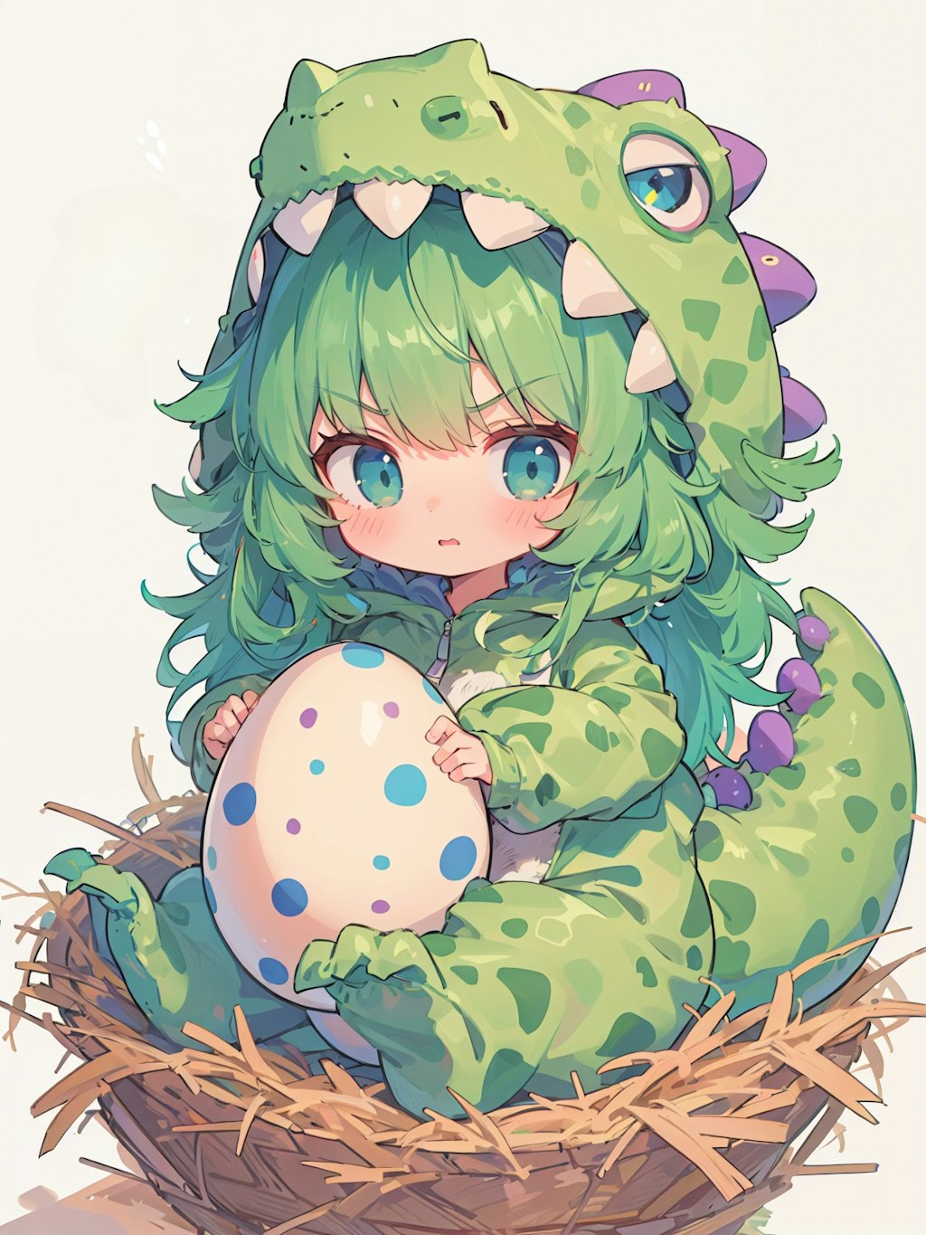 卵を守る恐竜きぐるみ娘