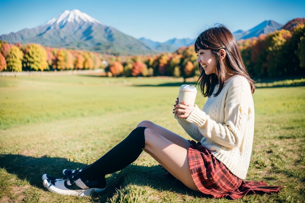 上高地の牧場で牛乳