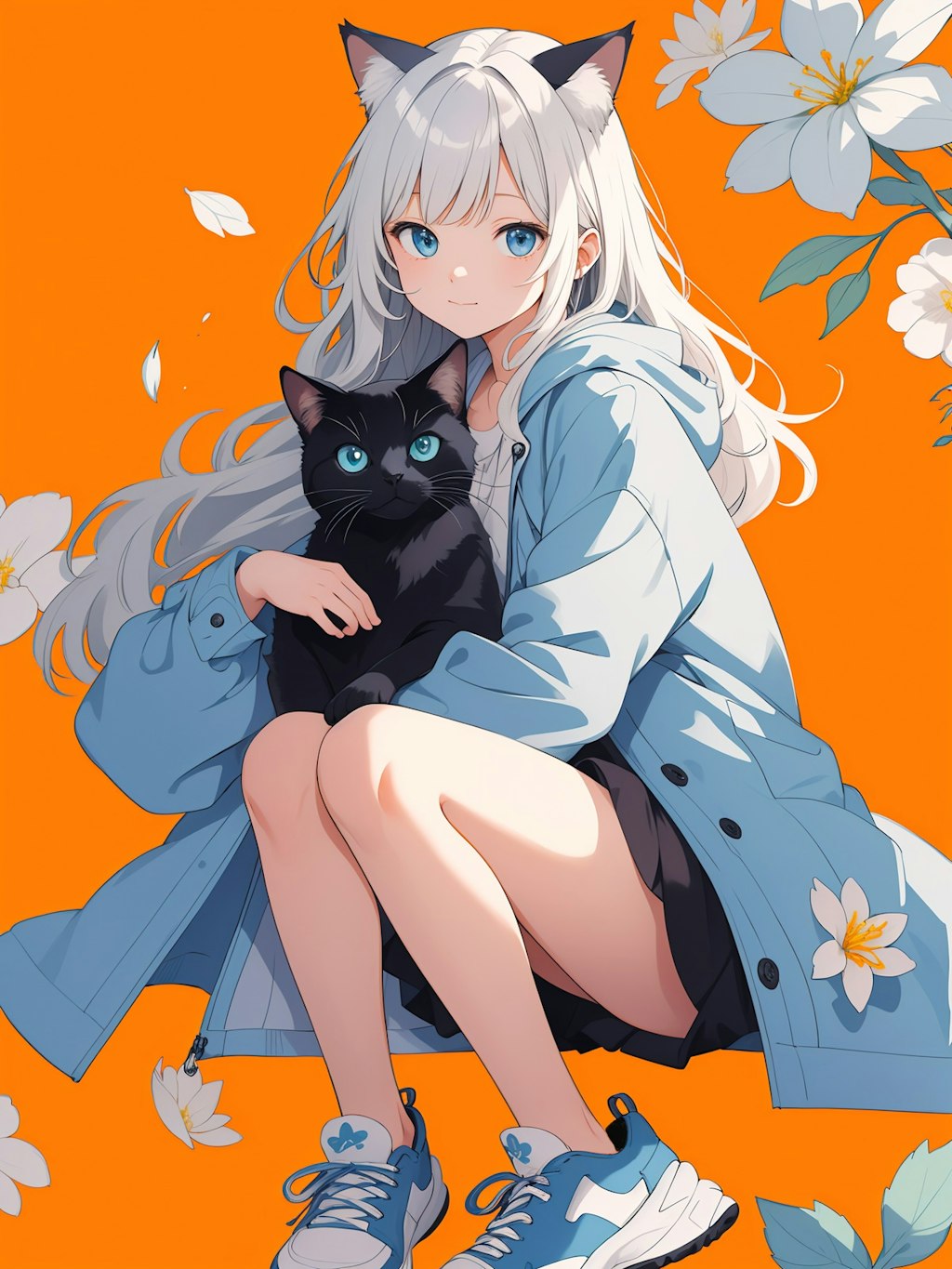 cat and girl