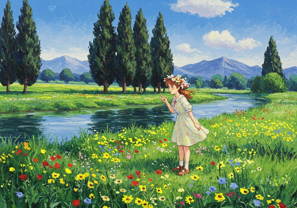 糸杉のある風景
