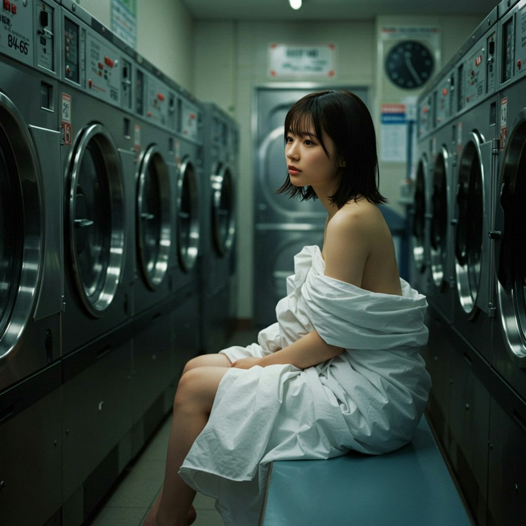 深夜のコインランドリー
