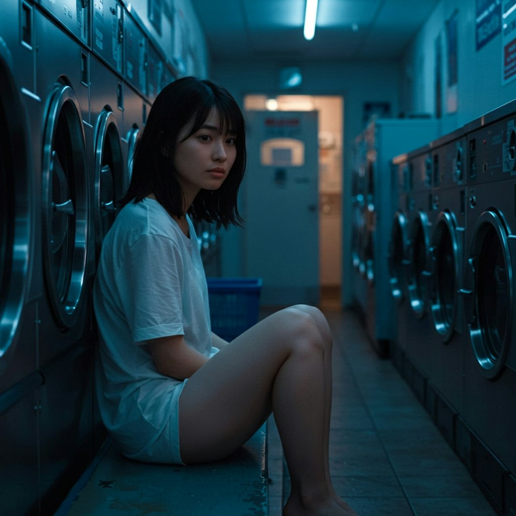 深夜のコインランドリー