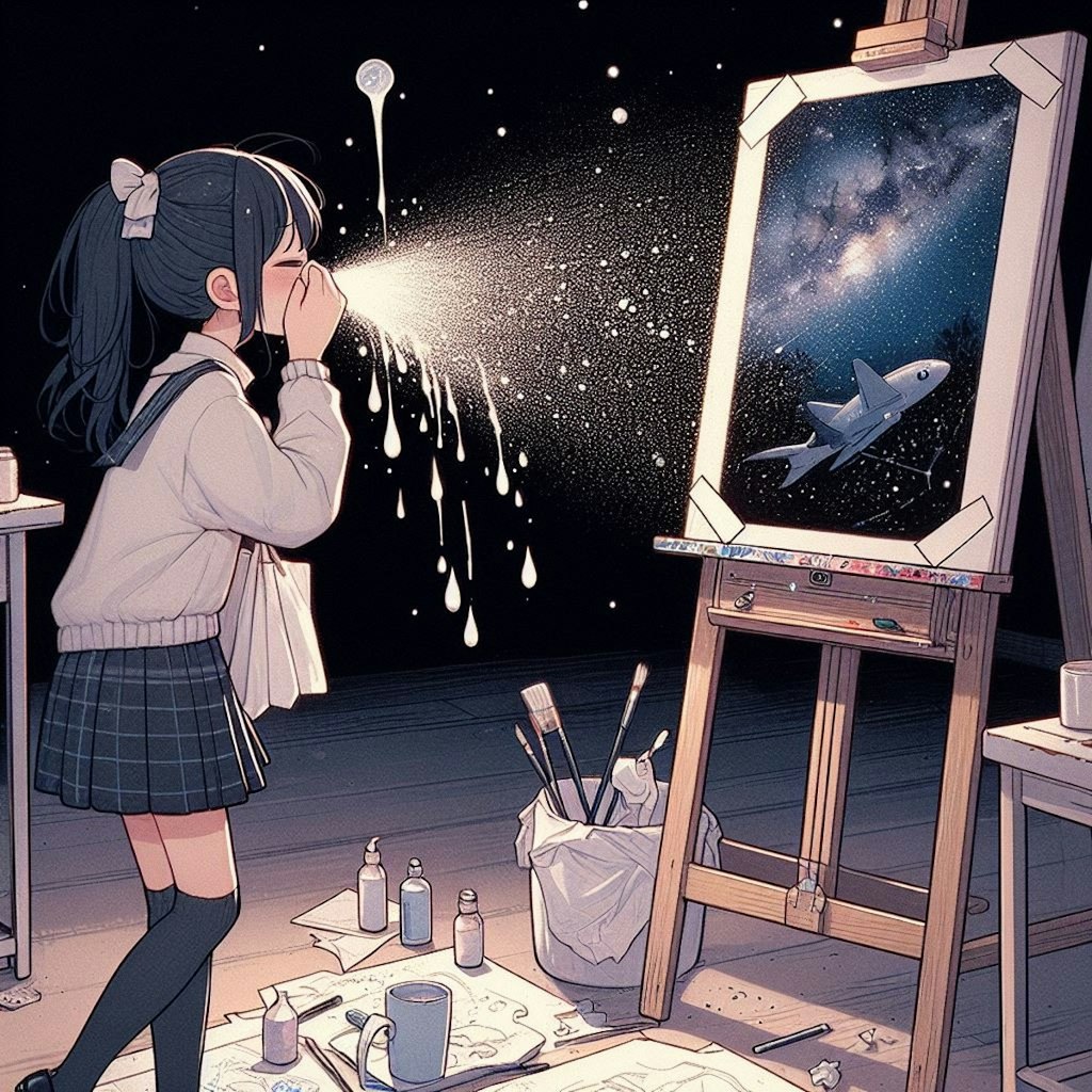 【謎画像】くしゃみで星を描く女子高生