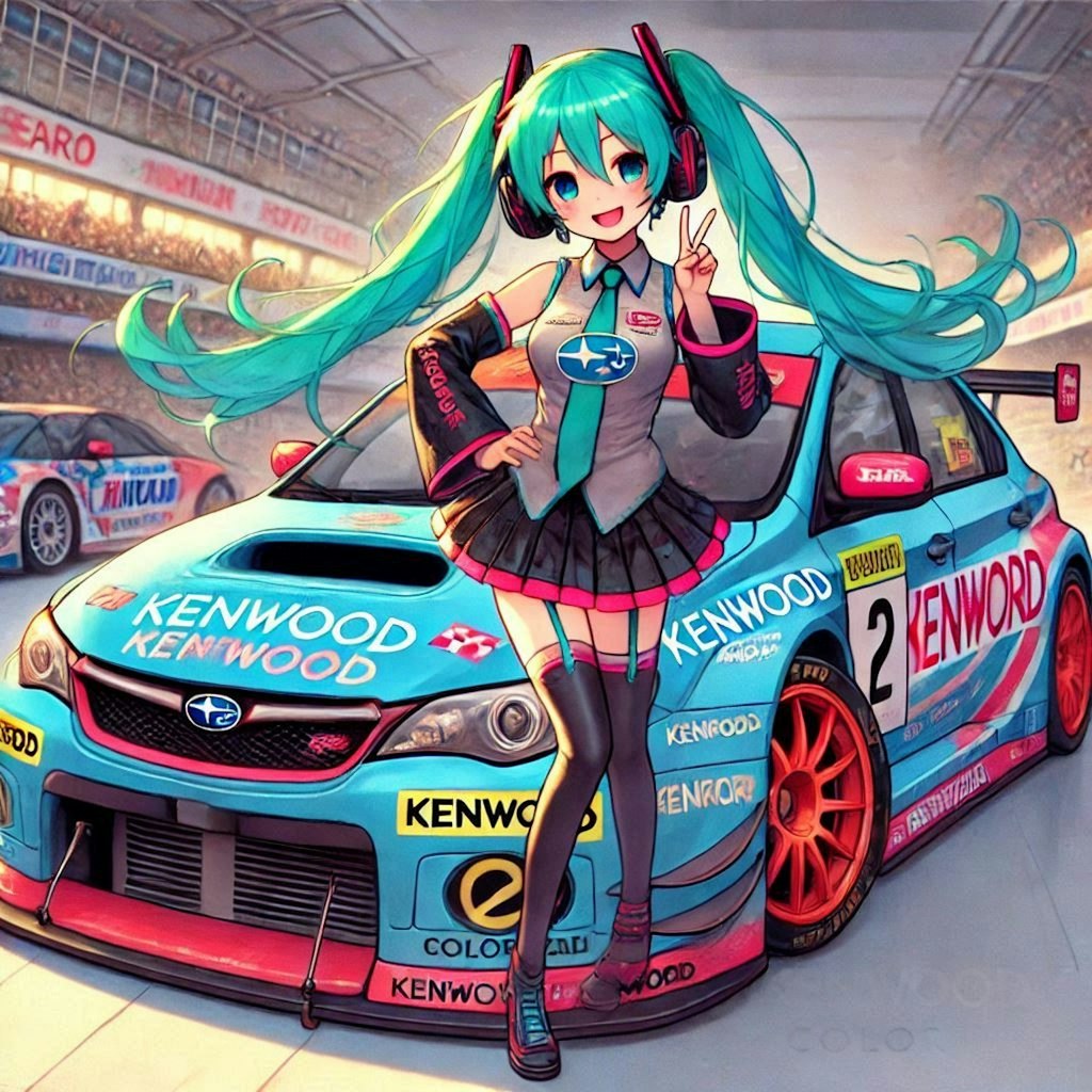 ケンウッドカラースバルWRXレーシングカーと初音ミク