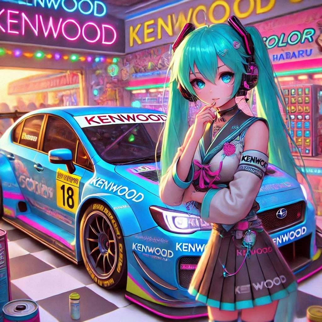 ケンウッドカラースバルWRXレーシングカーと初音ミク